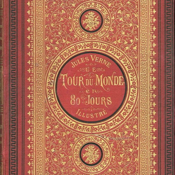 <p>Cover of the French first edition of <a href="https://en.wikipedia.org/wiki/Jules_Verne" class="extiw" title="en:Jules Verne">Jules Verne</a>'s <i><a href="https://en.wikipedia.org/wiki/Around_the_World_in_Eighty_Days" class="extiw" title="en:Around the World in Eighty Days">Around the World in Eighty Days</a></i>. Published on January 30, 1873,<a rel="nofollow" class="external autonumber" href="http://www.j-verne.de/verne14.html">[1]</a> printed by Gauthier-Villars, published by <a href="https://en.wikipedia.org/wiki/Pierre-Jules_Hetzel" class="extiw" title="en:Pierre-Jules Hetzel">Pierre-Jules Hetzel</a> & Cie, Paris. 217 pages, illustrated with B/W engravings by De Neuville and Benett.
</p>
(publisher's binding). Autor: <bdi><a href="https://www.wikidata.org/wiki/Q3171915" class="extiw" title="d:Q3171915">Jean Engel</a>
</bdi> / <bdi><a href="https://en.wikipedia.org/wiki/en:Jules_Verne" class="extiw" title="w:en:Jules Verne"><span title="French writer (1828–1905)">Jules Verne</span></a>
</bdi>. Fuente: Unsplash.